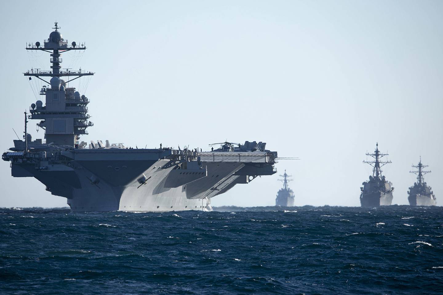 USS Gerald R Ford leaves Norfolk for first full-length deployment