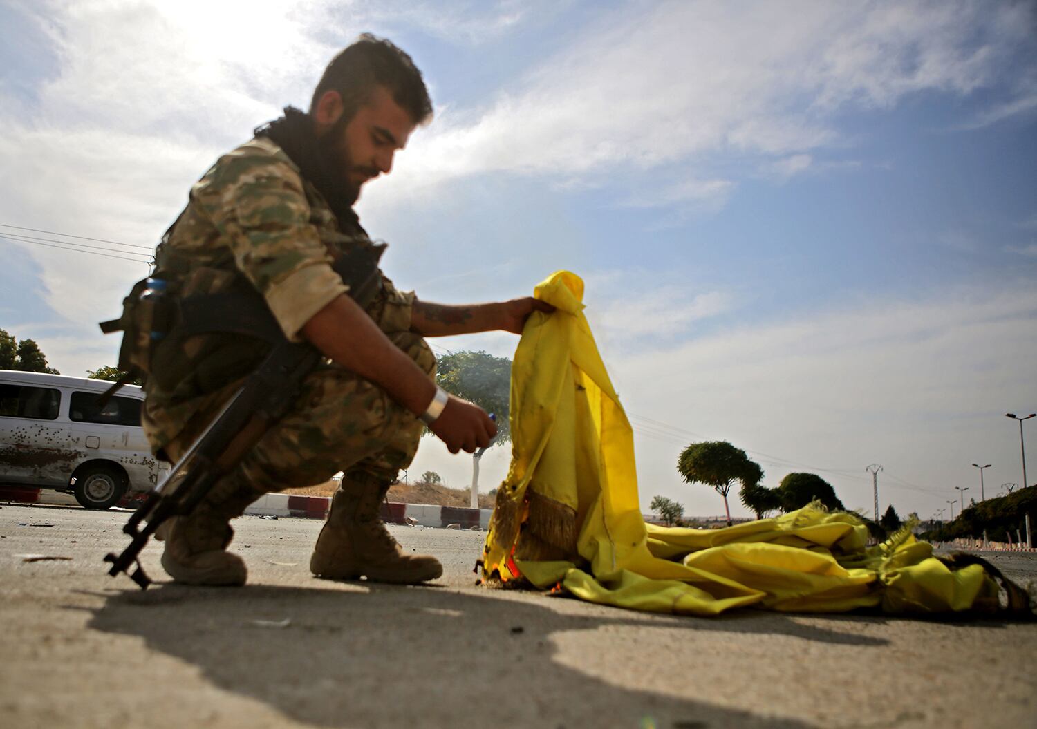 A Turkish-backed Syrian fighte