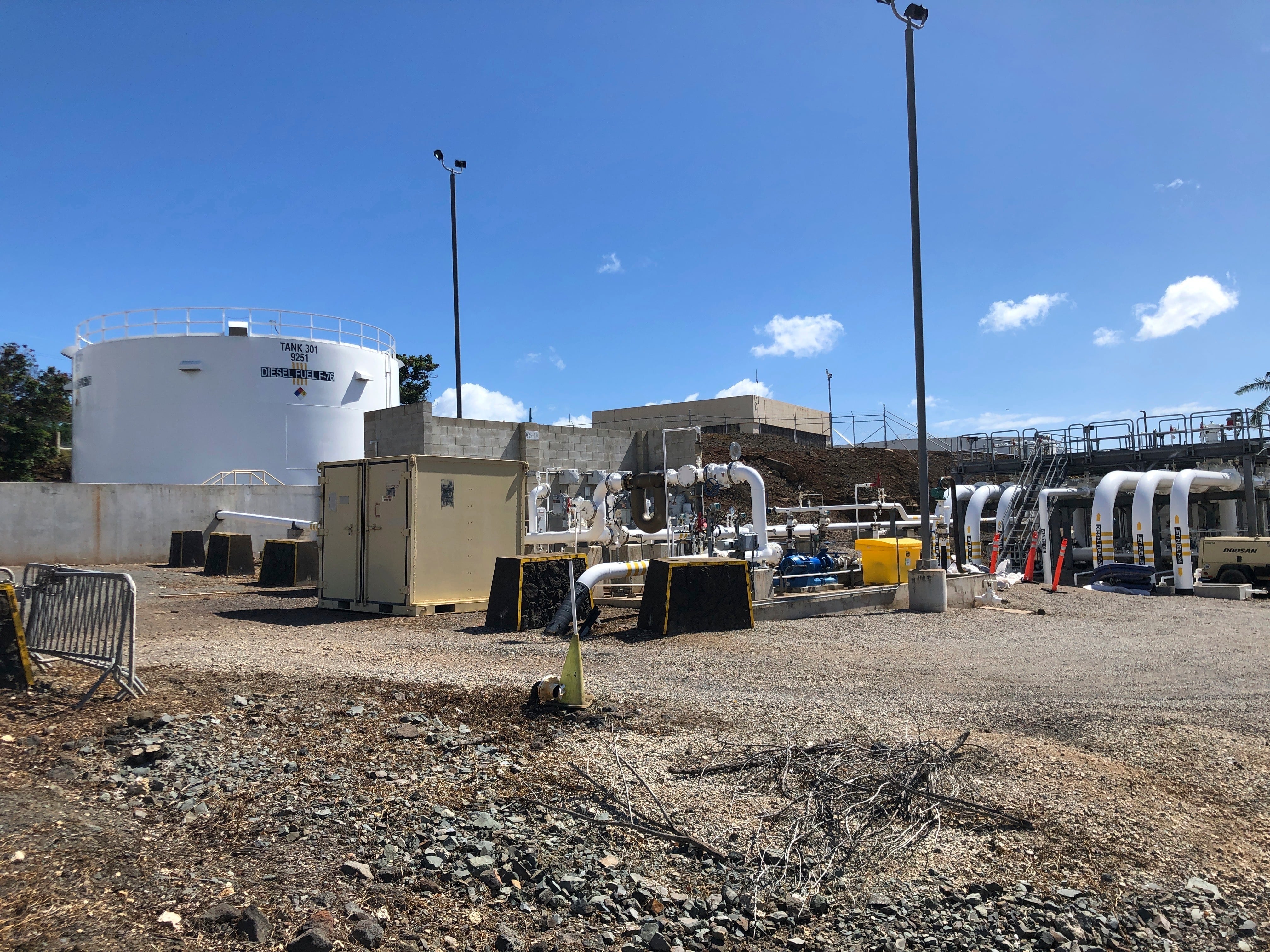 An above-ground fuel storage tanks stands at Joint Base Pearl Harbor-Hickam on Monday, Oct. 24, 2022.