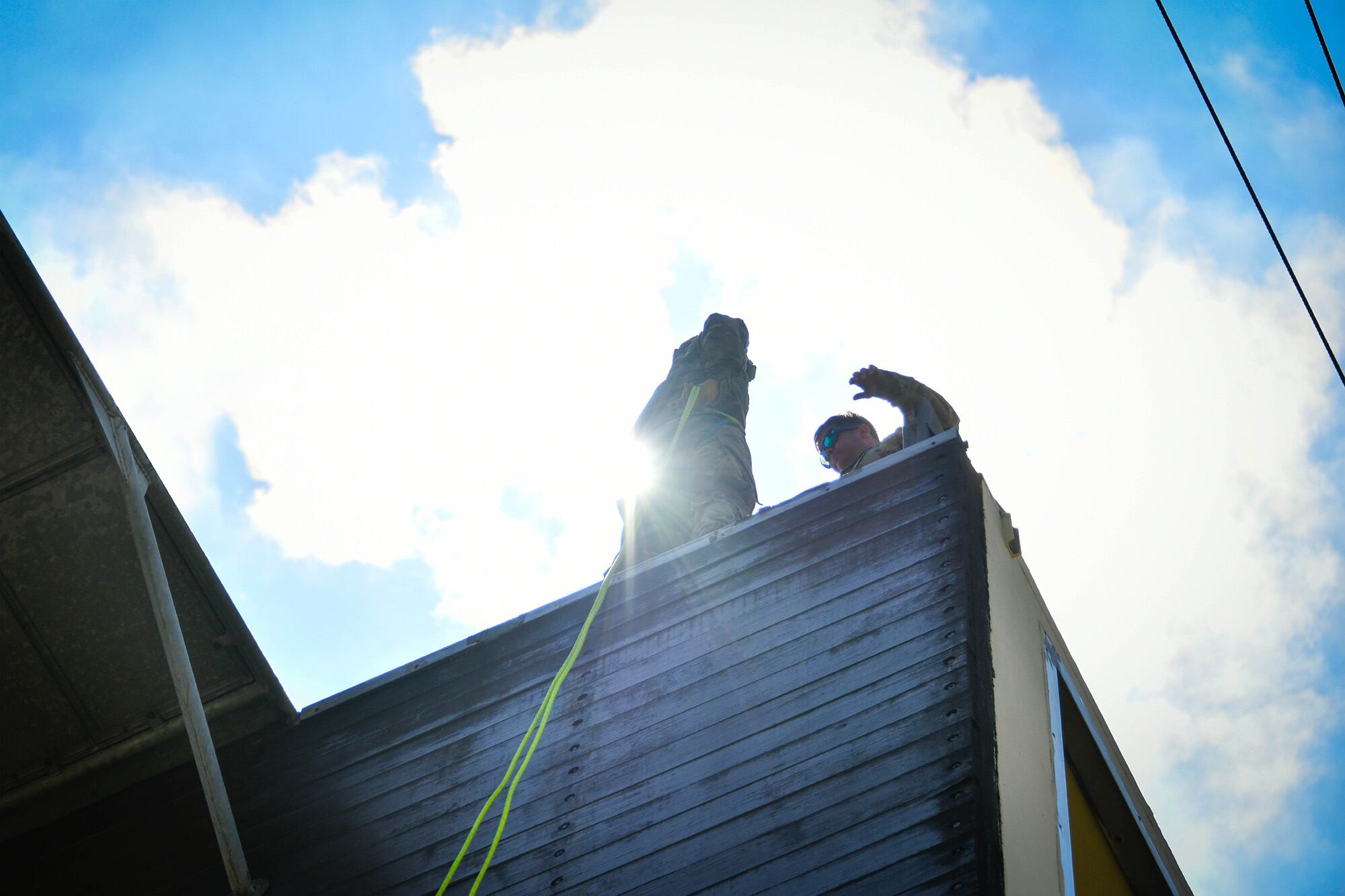 Soldiers from the 173rd Airborne Brigade and U.S. Army Africa conduct rappel training on the 7th Army Training Command-constructed jump tower, the only Army jump tower in Europe, at Caserma Ederle in Vicenza, Italy, July 02, 2020.