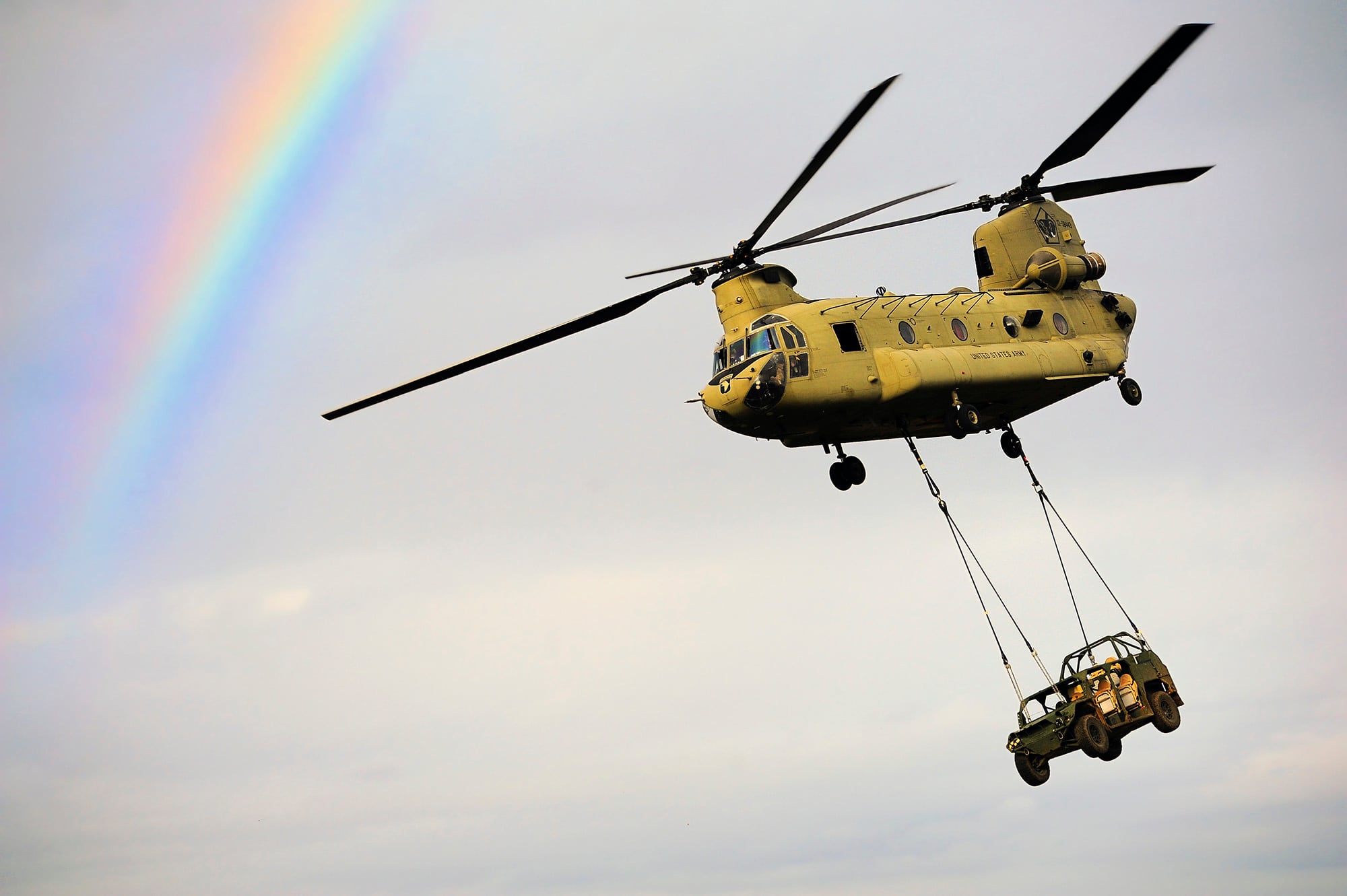 U.S. Army paratroopers conduct sling load operations with a CH-47 Chinook helicopter on Jan. 20, 2021, during exercise Eagle Talon, Monte Romano, Italy.