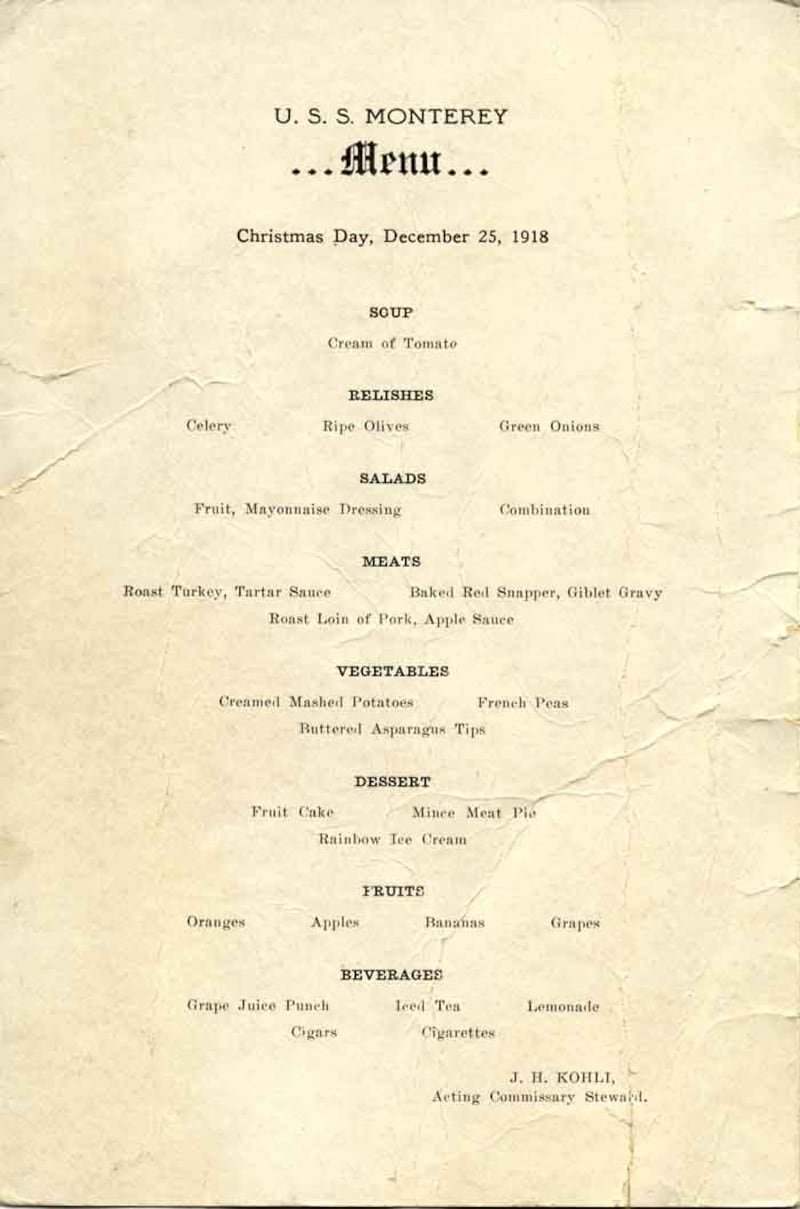 Here’s what the mess served Navy shipmates on Christmas Days of the past