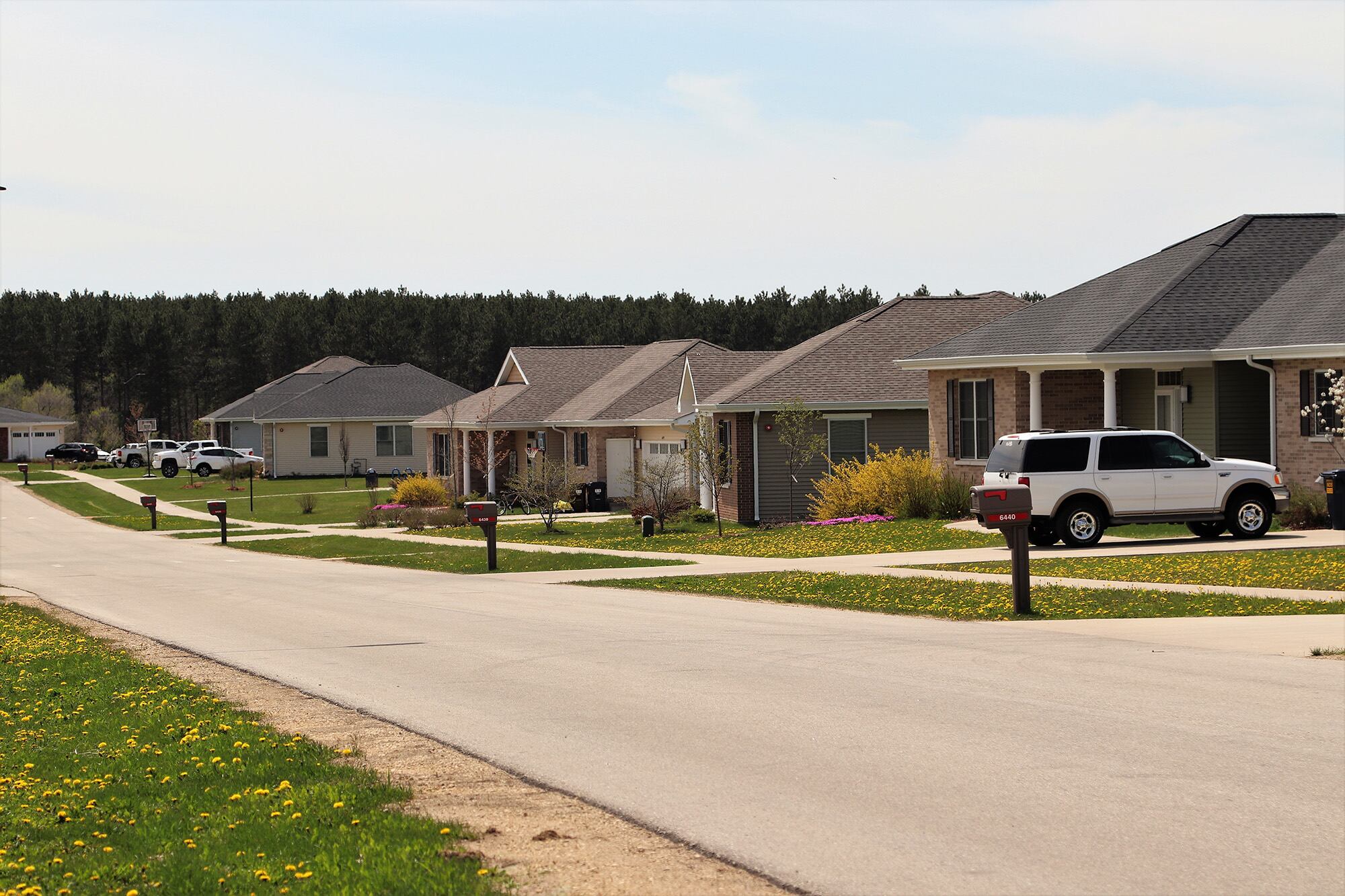 Homes are shown May 7, 2020, at the South Post Family Housing area at Fort McCoy, Wis.