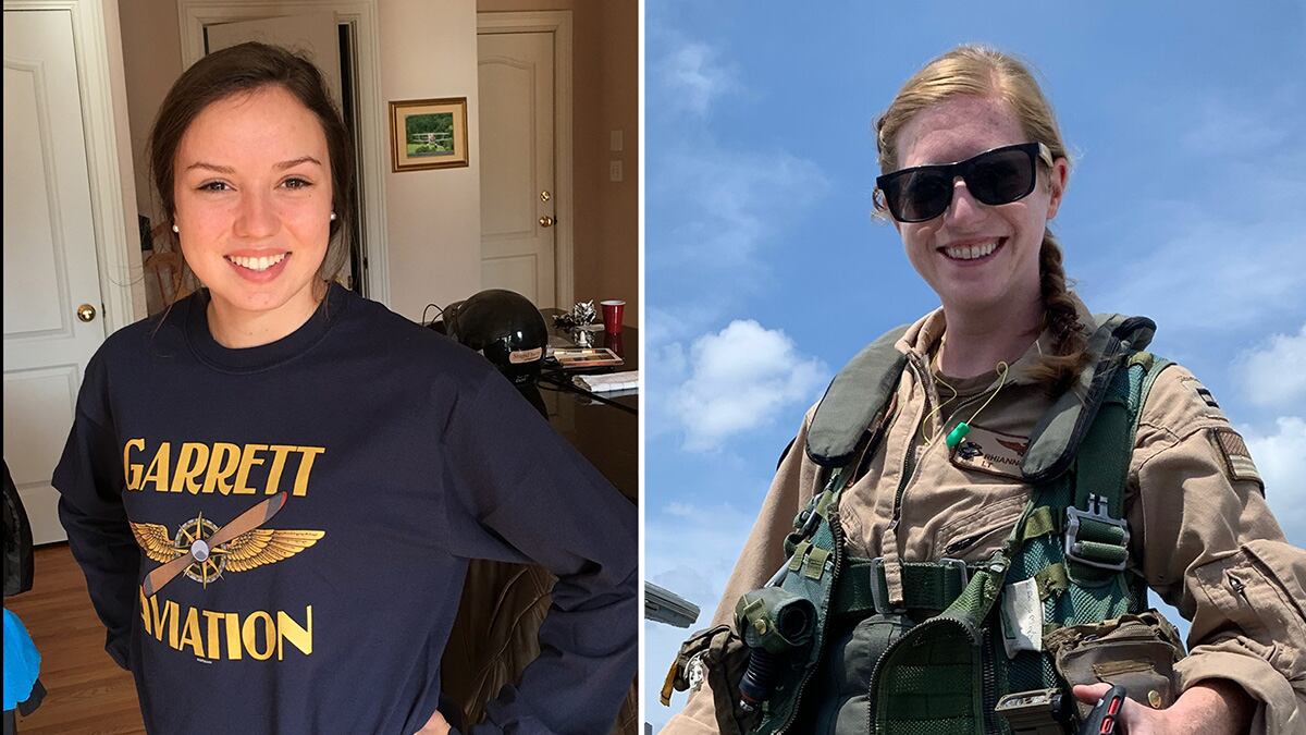 Coast Guard Ensign Morgan Garrett, left, and Navy Lt. Rhiannon Ross died Oct. 23, 2020, when their T-6B Texan II trainer aircraft crashed in Foley, Ala.