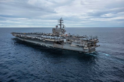 The Navy’s forward-deployed aircraft carrier USS Ronald Reagan (CVN 76) cruises during Talisman Sabre 2019 on July 22, 2019, in the Coral Sea.