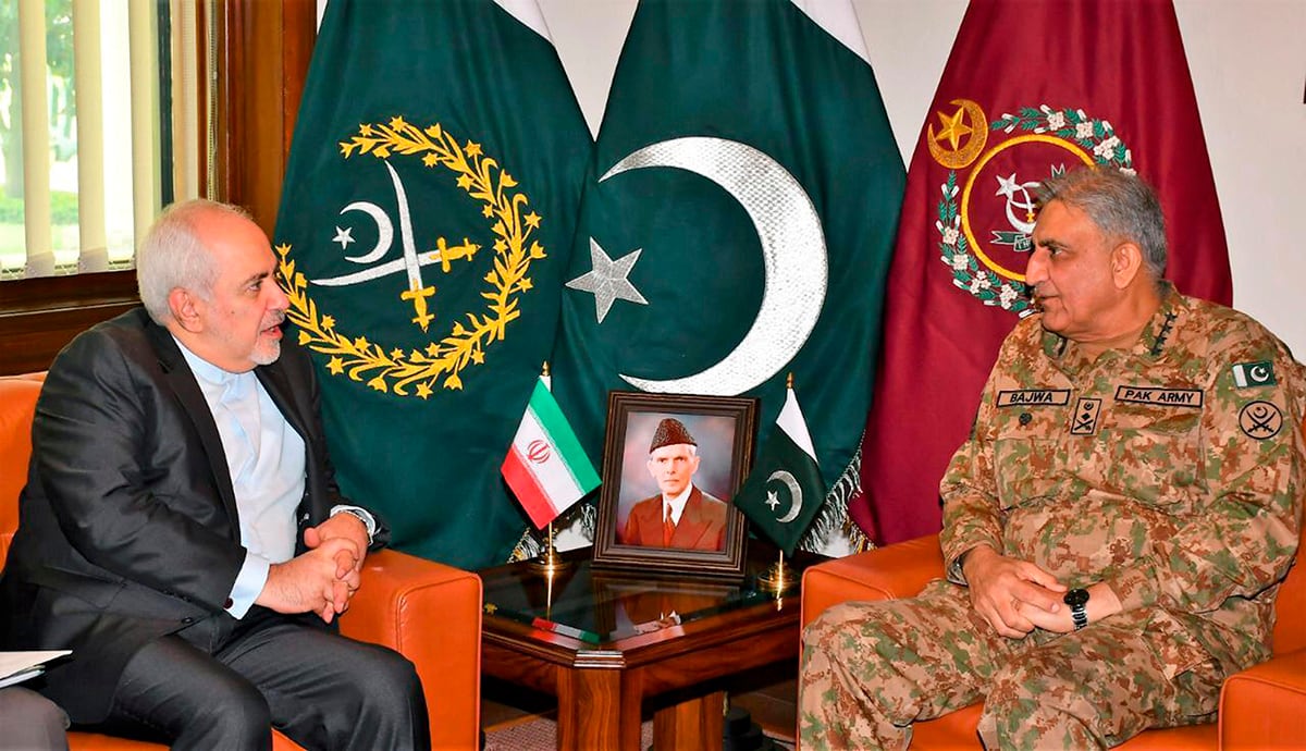 Iranian Foreign Minister Mohammad Javad Zarif meets Pakistani Army Chief Gen. Qamar Javed Bajwa.